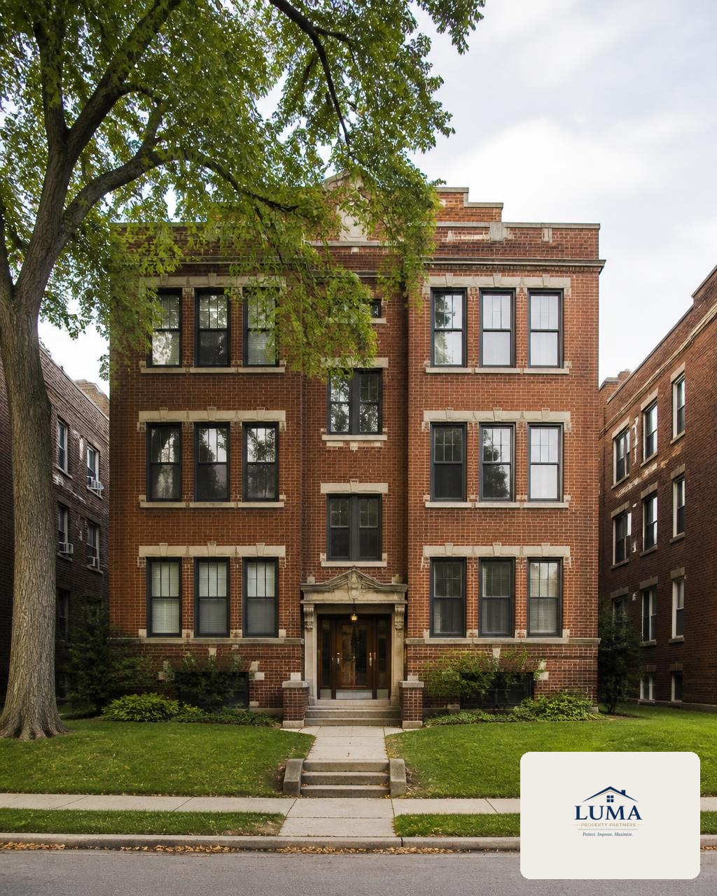 Luma Property Partners apartment property image with logo overlay
